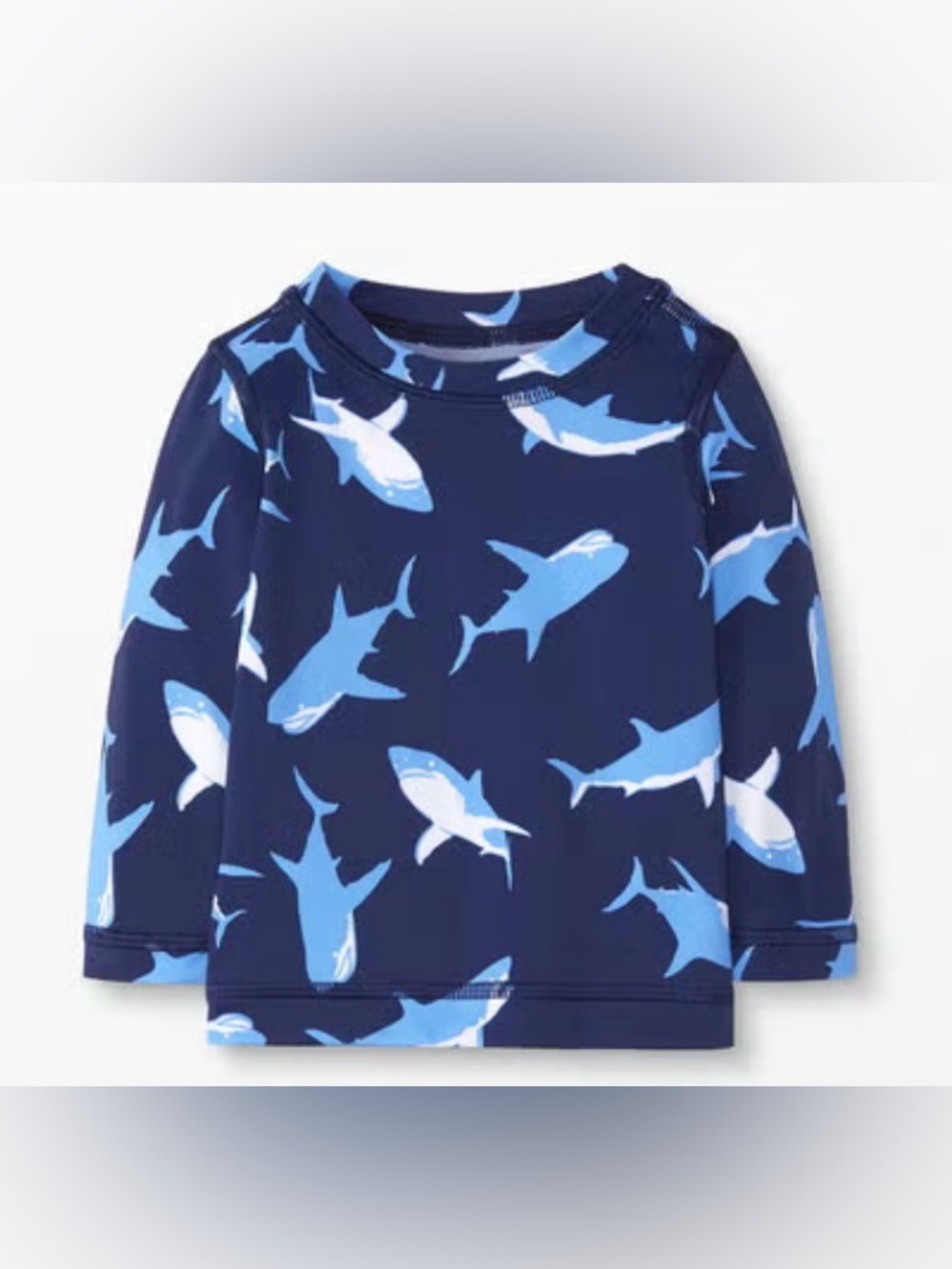 Hanna Andersson Shark Rash Guard Swim Top Swimsuit Blue Baby Boy 12-18M 75cm